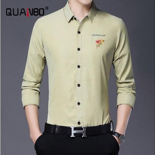 2021 Fall New Fashion Brand Designer Shirt Man Dress Shirt Long Sleeve Slim Fit Business Casual Mens Korean Clothing