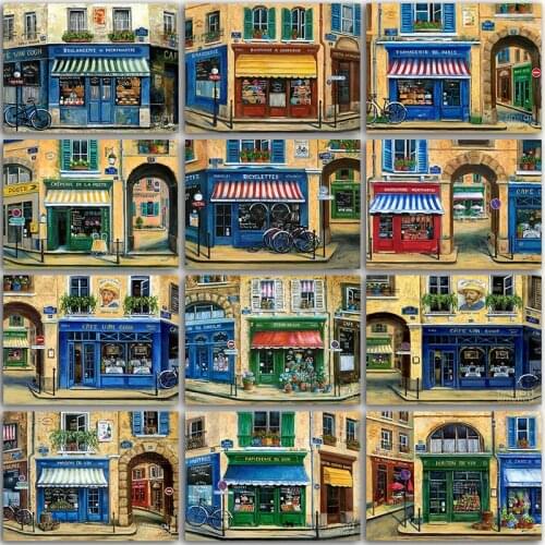 5D DIY Diamond Painting Kit Paint city landscape flower house cafe Full Square&Round embroidery mosaic Cross stitch home decor