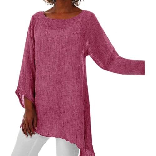 Autumn Blouse Women Casual Long Sleeve O Neck Irregular Hem Female Shirts blusas Plus Size Loose Office Ladies Blouses Top