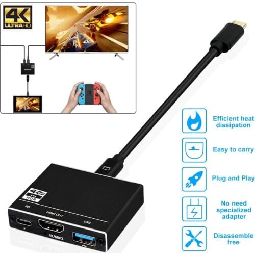 Type C To USB C USB 3.0 HUB Adapter HDMI-compatible 4K 60Hz 30Hz 100W PD Charging Port Convertor for MacBook Pro/Air/Huawei Mate