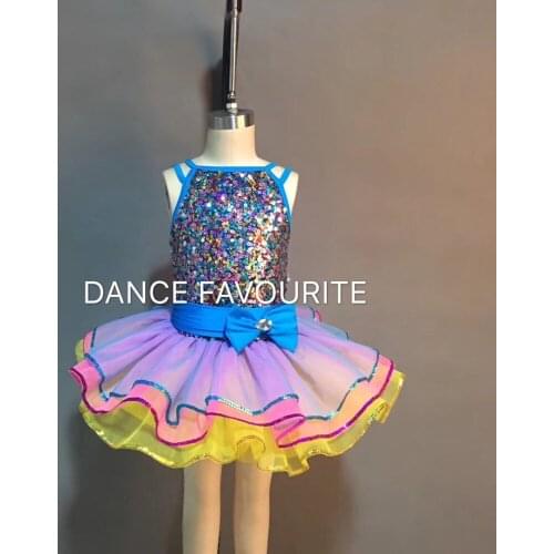 Stunning Mixed Sequin Bodice Ballet Tutu for Girl Kid Ballet Costume Dance Tutu Ballerina Dancewear