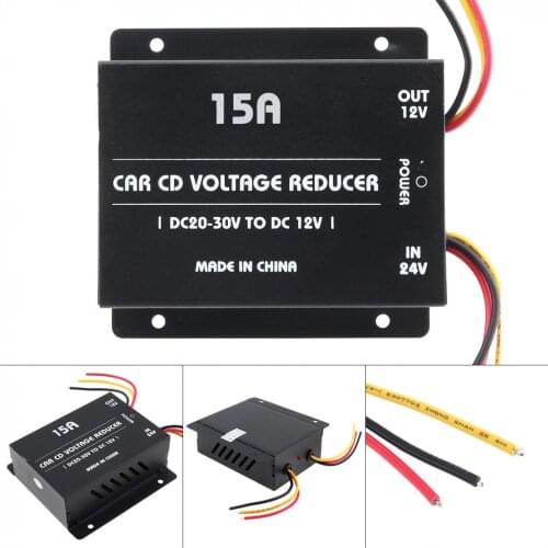 15A 180W DC 24V to 12V Power Converter 6 wires Electric Inverter Voltage Reducer Step Down Transformer for car stereo subwoofer
