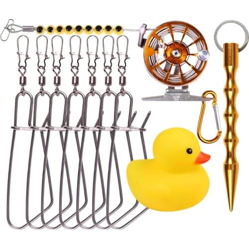 Fishing Lock Buckle Stainless Steel Live Belt Float Fishing Stringer Fishing Tackle Accessories 7 Clasps 5m Rope B458