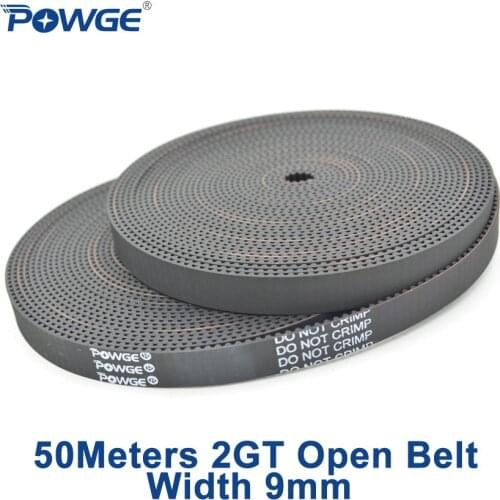 POWGE 2M 2MGT 2GT open synchronous Timing belt width 9mm Rubber GT2 2GT-9mm Small backlash Linear Motion 3D Printer 50Meters