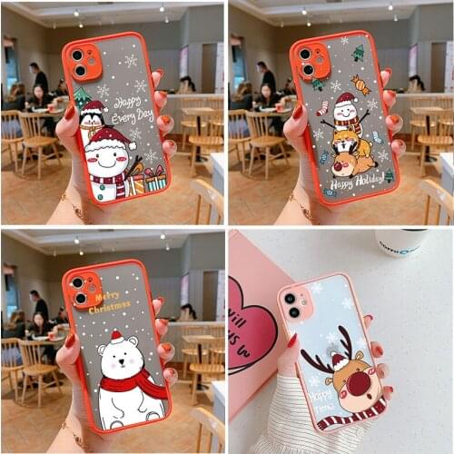 Christmas Cartoon Case For Samsung Galaxy Note 20 S20 S21 Ultra 5G 8 9 S8 S9 S10 Lite Plus PC Bumper Transparent Matte Cover