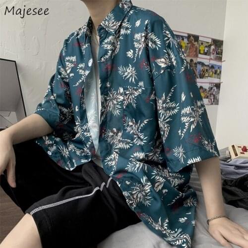 Casual Shirts Men Summer Print Retro Loose Plus Size 3XL Hawaii Beach Harajuku Designer Oversize Half Sleeve Vacation Clothes
