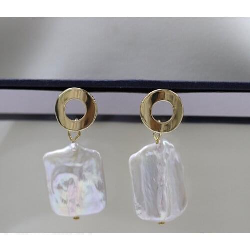 New Style Rectangle Freshwater Pearl Earring Charms For Elegant Women Love Romantic Jewelry Gift