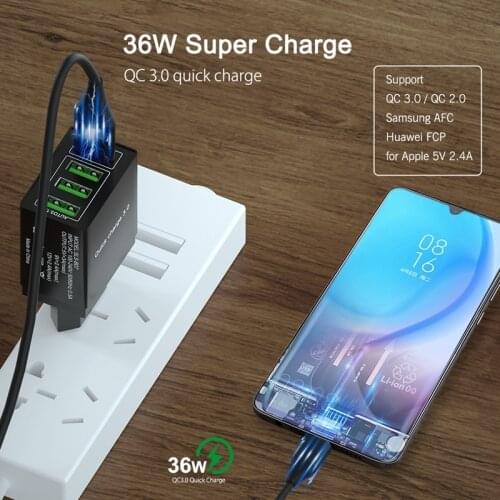 36W Quick Charge 3.0 USB Wall Charger Mini Multi-USB Charger for Samsung S10 9 Note8 7 J7 8 6 A5 4 M20 30 40 Redmi 7 8 Note 8 9