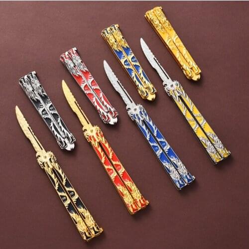 14CM Zinc Alloy Foldable Butterfly Knife Folding Practice Knife Game Knife Dull Tool No Edge Outdoor Knife No Edge