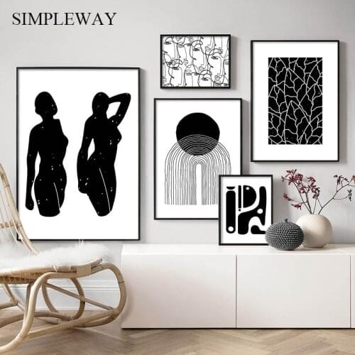 Modern Abstract Face Female Canvas Painting Line Drawing Poster and Print Minimalist Black White Wall Art Picture Home Decor