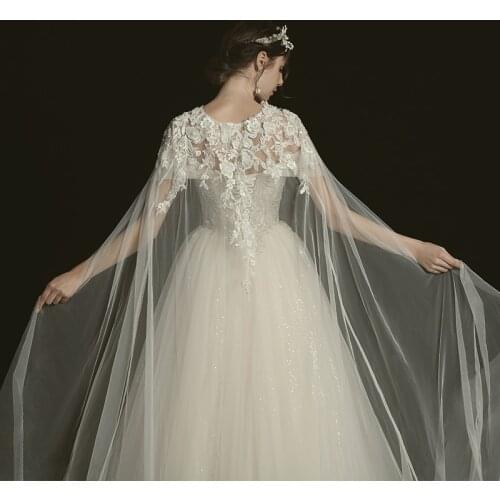 Bridal dress cape detachable bridal dresses cap bolero lace tulle luxury shawl cape