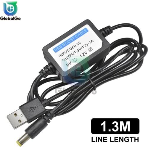 USB Power Boost Line 5V To 9V 12V 1A Boost Line DC Port 5.5mmX2.1MM Line 1.3M Step UP Module USB Converter Adapter Cable