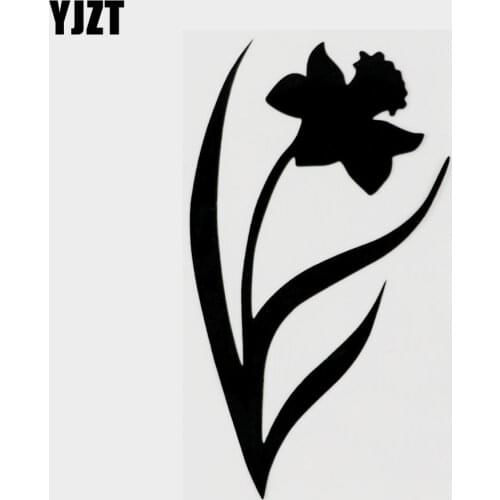 YJZT 9.6CM×17.1CM Fun Daffodil Flower Silhouette Decal Car Sticker Black/Silver Vinyl 18B-0065
