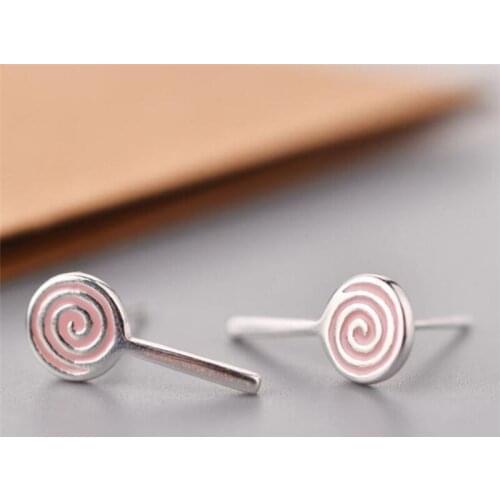 Season Gate 925 Sterling Silver Personality Cute Pink Candy Fashion Earrings for Women Girls Jewelry Gift SE063