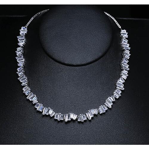 ZN Handmade Fashion Luxury Jewelry Rectangle 5A Cubic Zirconia Chokers Necklace Torques for Women Anniversary Wedding Best Gift