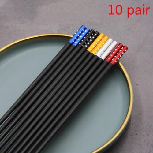 10 pair High-end tableware cherry chopsticks set food stick alloy chopsticks portable tableware for hotel family dinner