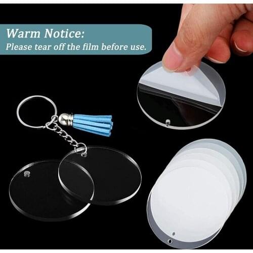 120Pcs Acrylic Ornament Blanks Kit Including Acrylic Blanks Keychain Tassels Key Chain Rings Acrylic Keychain Blanks
