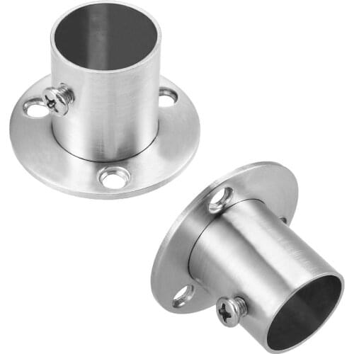 Uxcell 2pcs Pipe Fittings Wardrobe Pipe Bracket 26mm 32mm 39mm 50.5mm Dia Wall Mount Floor Rod Flange Socket Hardware Tool