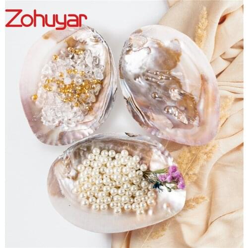 2PCS/set Blister Pearls Pendant Natural Freshwater Pearl Shell Oyster hand burnish pearl Shell Smooth open