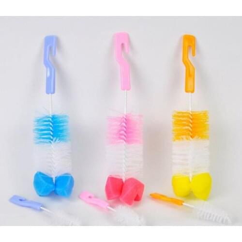 2pc The Baby Bottle Brush Wash Bottle Bottle Nipple Brush Tool Sponge Cleaning Kit Baby Products Wholesale Single Loaded