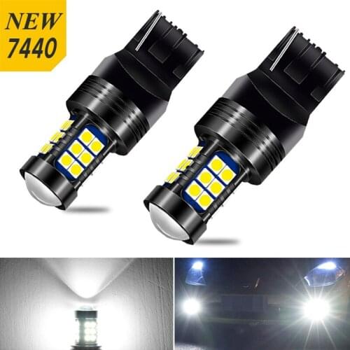 2x Car T20 7440 W21W LED 27SMD 3030 LED 1156 BA15S T15 W16W LED Bulbs Turn Signal Lights Daytime running lights DRL 6000k