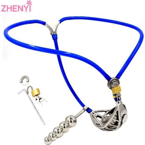 304 Stainless Steel Stealth Male Chastity Belt Removable Anal Plug Slave BDSM Bondage Fetish Chastity Cages Penis Lock Adult Toy