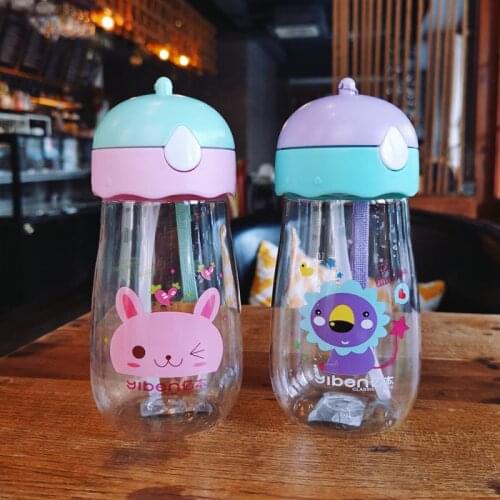 380ml Baby Water Cup Bottle Creative Locked Plastic Water Leak-proof Sports Drinking Bottle with Straw Child Tea Tumbler Cycling