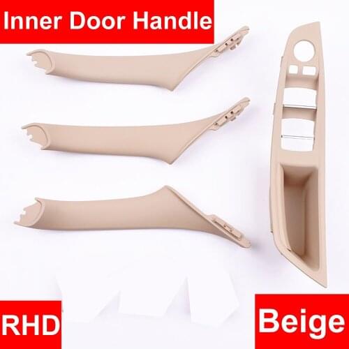 4PCS Right Hand Drive RHD For BMW 5 series F10 F11 520 525 Gray Beige Car Interior Door Handle Inner Panel Pull Trim Armrest