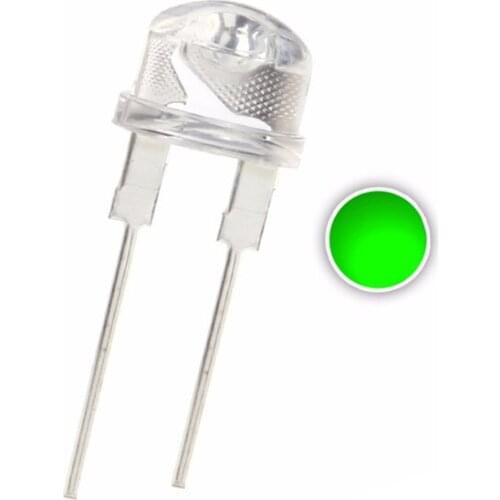 50pcs 8mm Green Straw Hat LED Water Clear F8 0.5W 515nm-525nm Wide Angle Lamp Light Beads