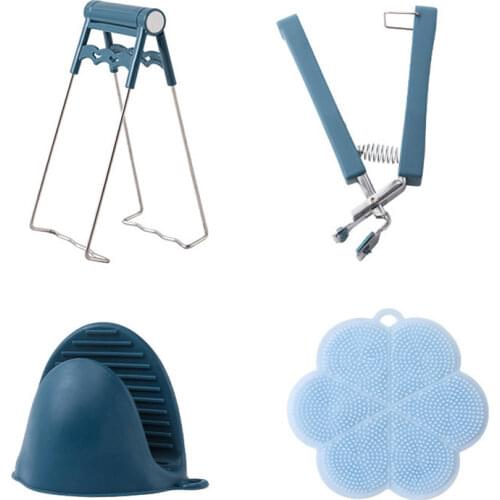 6PCS Kitchen Utensils Stainless Steel Bowl Set Set Oven Clip Multifunctional Silicone Anti-scalding Clip