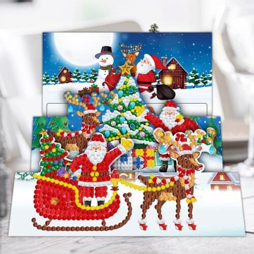 8pcs DIY Diamond Painting Greeting Card Special-shaped Part Drill Mosaic Merry Christmas Embroidery Kit Xmas Postcard Home Decor