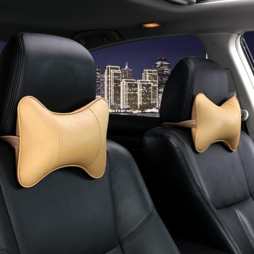 2 PCS Artificial Leather Car Pillow Protection Your Neck/car Headrest Hole-digging Design/auto Supplies Safety Neck Pillow