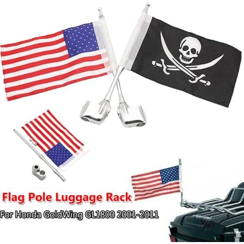 Motorcycle Flag Pole Luggage Rack Vertical American Fits For Honda GoldWing GL1800 2001-2011 02 03 04 05 06 07 08 09 10