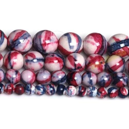 Free Shipping Natural White Purple Red Colorful rain stones Round Loose Beads 16" Strand 4 6 8 10MM Pick Size For Jewelry diy