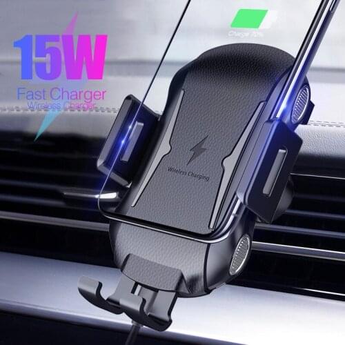 Qi Fast Wireless Car Phone Charger Holder 15W Air Vent Mount Car Phone Charge Station For iPhone 11 12 Pro Max Xiaomi 11 Huawei