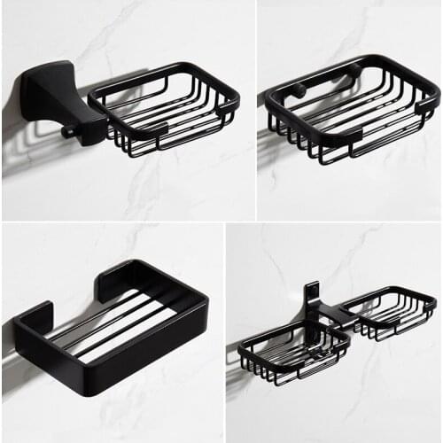 Black Space Aluminum Soap Net Creative Soap Dish Wall Hanging Free Perforated Bathroom Shelf Soap Holder