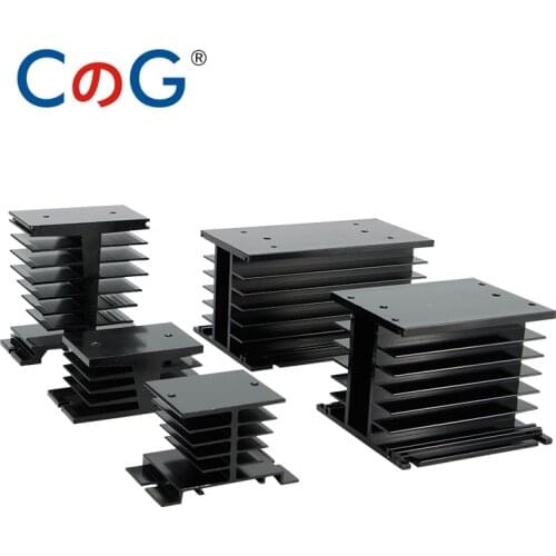 CG Black Radiator For Three Phase 10A 25A 40A 60A 80A 100A DA AA DD Aluminum Heat Sink SSR-10DA 25DA 40DD Solid State Relay