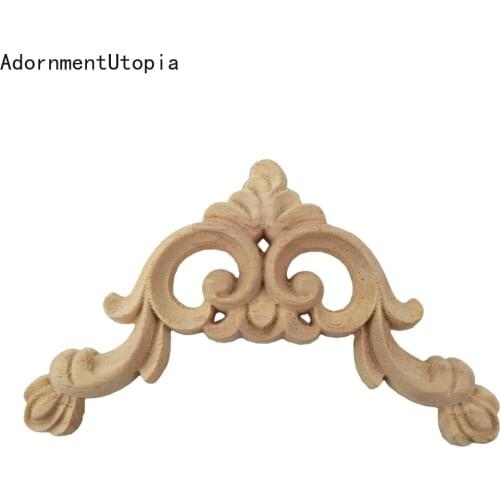 8/12/14CM Wood Applique Wood Carving Wood Craft Onlay Antique European Natural Long Floral Large Rubber Wood Corner Cabinet
