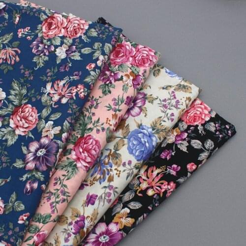 50cm * 145cm / piece, Peony Printed Cotton Cloth,Skirt,Shirt,Headscarf,Curtain,Tablecloth,Doll Fabric, DIY Handmade Material