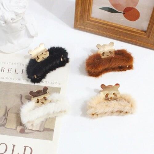 Cute Panda Metal Plush Grip Clip Hair Back of The Head Shark Clip Personality Plate Hairpin Hair Clips Hair Ties