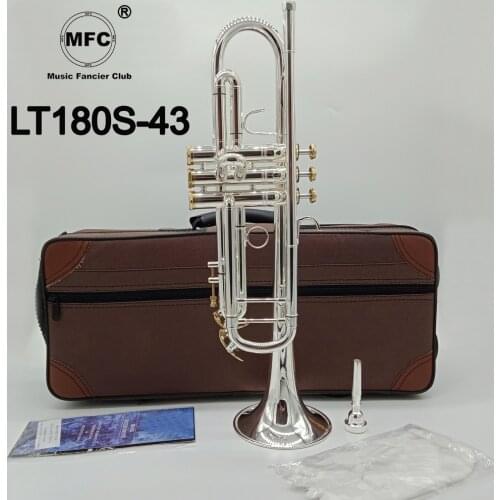 Music Fancier Club Bb Trumpet LT180S-43 Silver Plated Gold Keys Music Instruments Profesional Trumpets LT180S43 Case Mouthpiece
