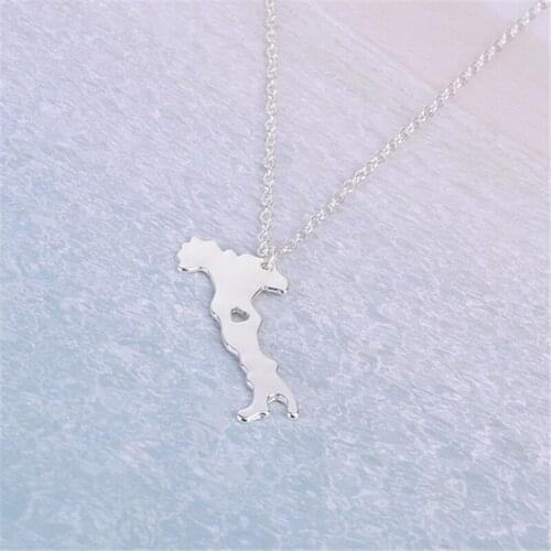 New Fashion Italian Map Pendant Necklace Jewelry.A Heart in Italy.Fashion Holiday Charm Necklace Pendant Necklace