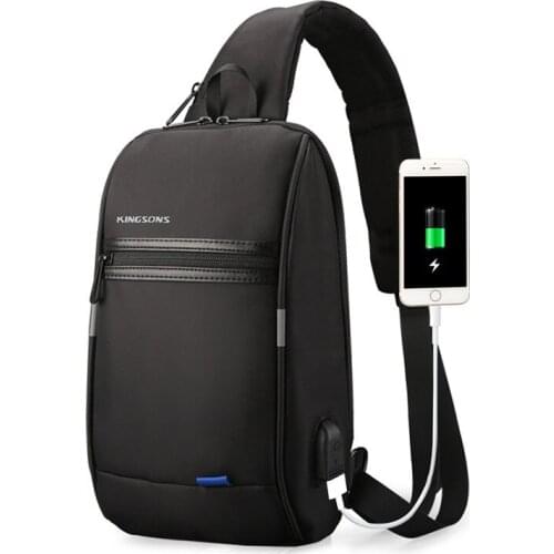 New Design Men Shoulder Bag Famous Brand Casual Business Chest Bag Male 10.1 inch USB Charge Pack Crossbody Sling Bag for ipad