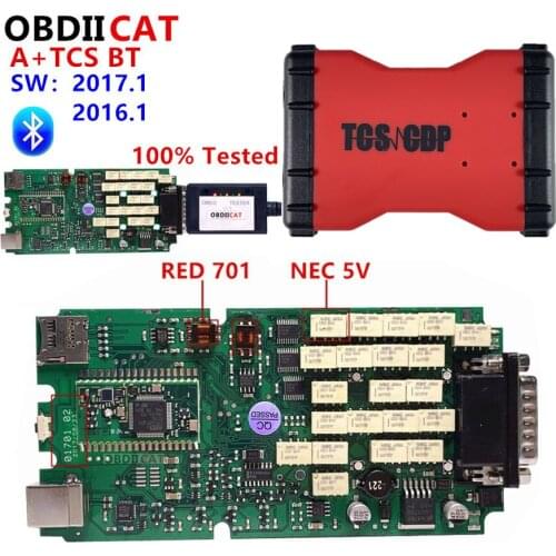 OBDIICAT Red/Blue OBDIICAT-TCS With Bluetooth 2016.R1/2017.R1 TCS keygen obd2 Diagnostic Tool VD TCS Scan Test Car Truck
