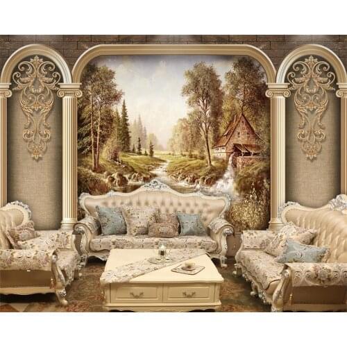 Customized Wallpaper 3d European Roman Column Mural Art Retro Living Room Sofa TV Background Wall Bedroom Hotel Cafe Mural обои
