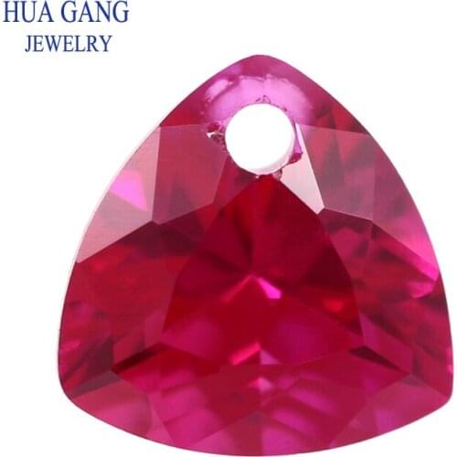 Single hole 5# Red Stone Trillion Shape Princess Cut Synthetic Corundum Gems Stone For Jewelry Bead Wholesale Free Shipping