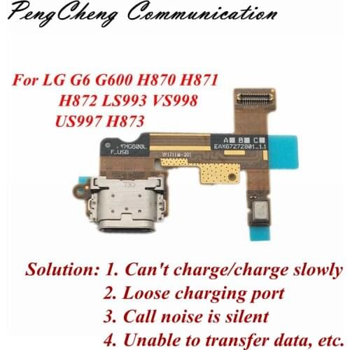 Original For LG G6 Type C Charging Port Charger Dock With Microphone bottom Board Flex cable G600 H870 H871 H872 LS993 VS998
