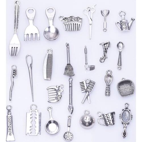 Daily Supplies Charms For Jewelry Making Supplies DIY Earrings Necklace Comb Tools Spoon Pendant Charm Alloy Handmade Materials