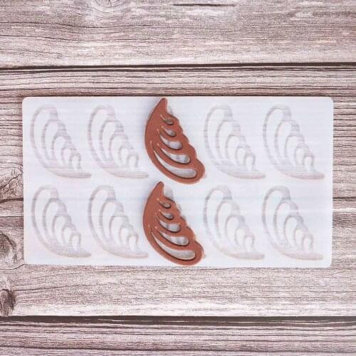 Hollow feather Shape Chocolate Stencil Mold Sharp End Stripe Shape Transfer Sheet Cake Edge Decoration Silicone Chablon