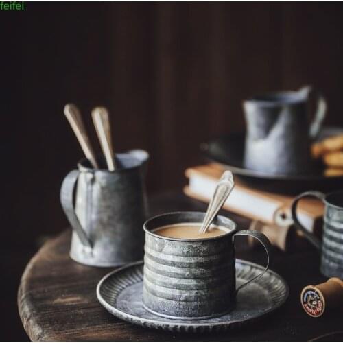 Photography Props Retro Drinkware Vintage Wrought Iron Vase Old Handle Cup Food Fruit Coffee Cup Home Kitchen